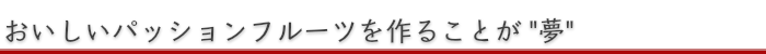 おいしいパッションフルーツを作ることが 夢